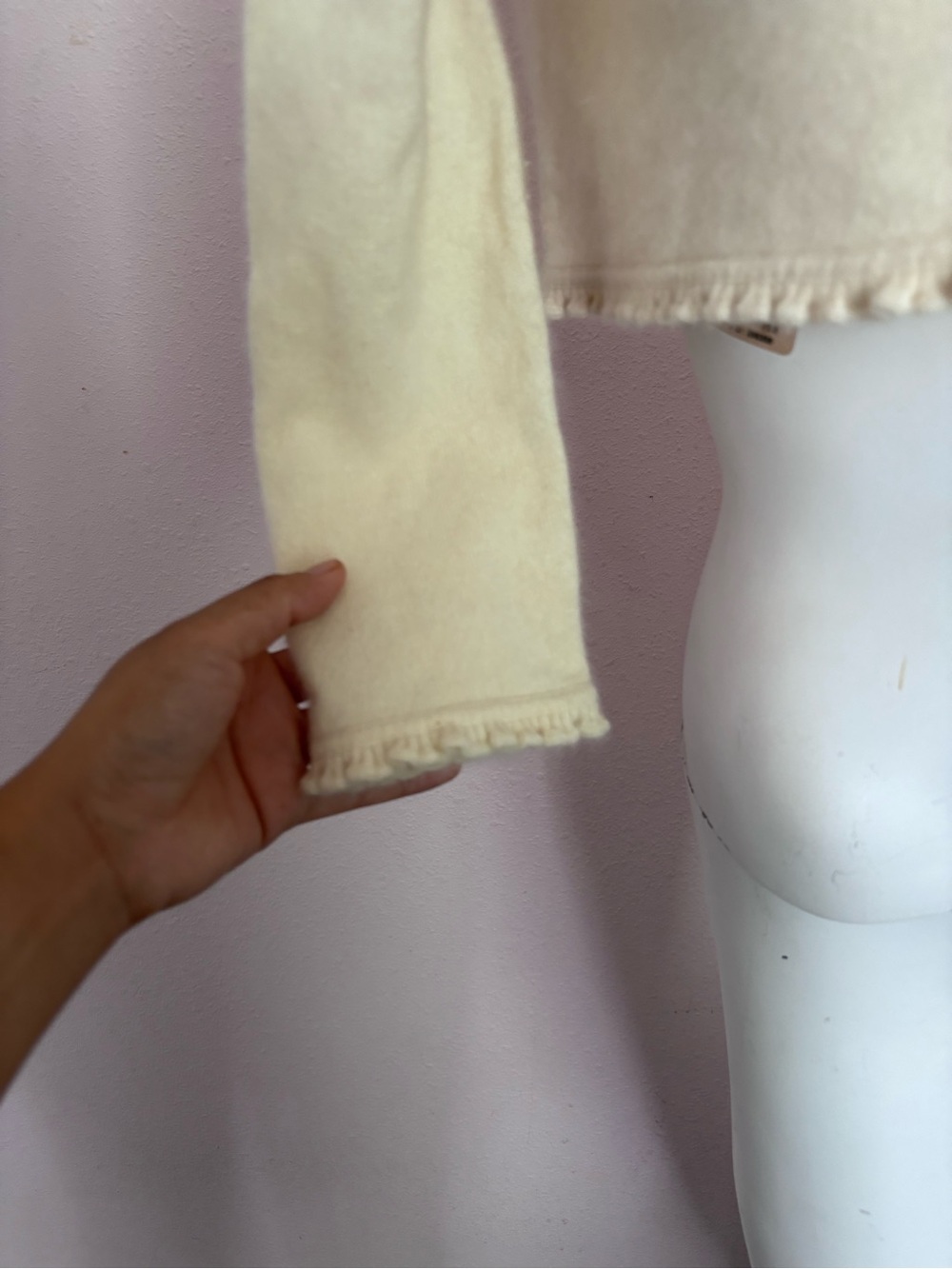 Jones New York Signature Angora Wool Blend Turtleneck Sweater Cream ruffle Trim - Picture 4 of 7